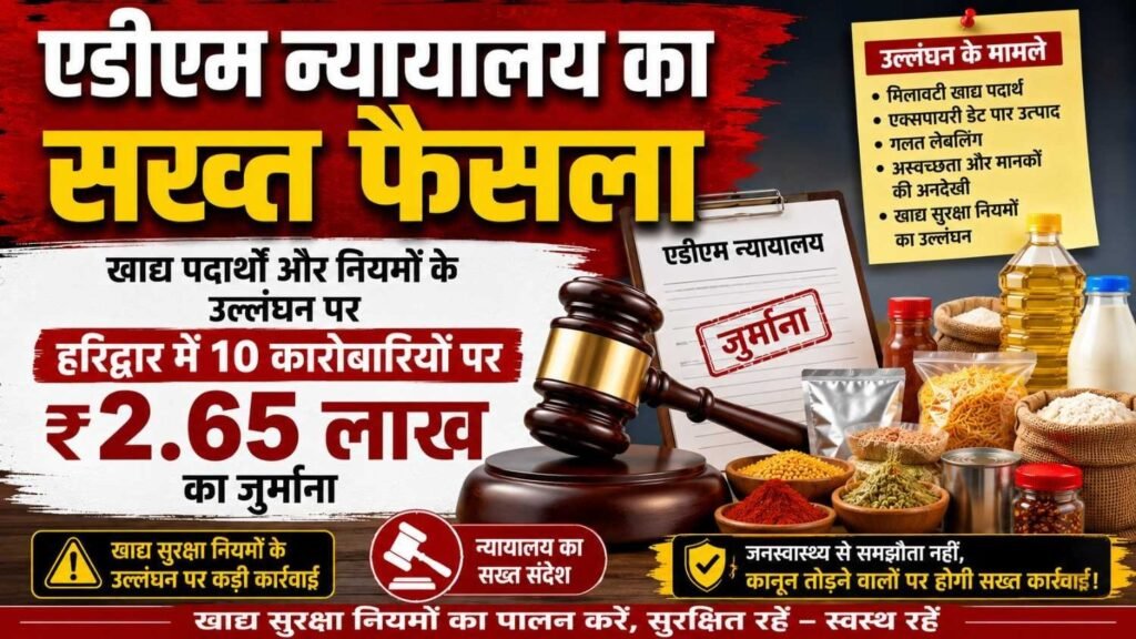 एडीएम न्यायालय का खाद्य पदार्थ और नियमों के उल्लंघन पर सख्त फैसला, हरिद्वार में 10 कारोबारियों पर ₹2.65 लाख का जुर्माना
