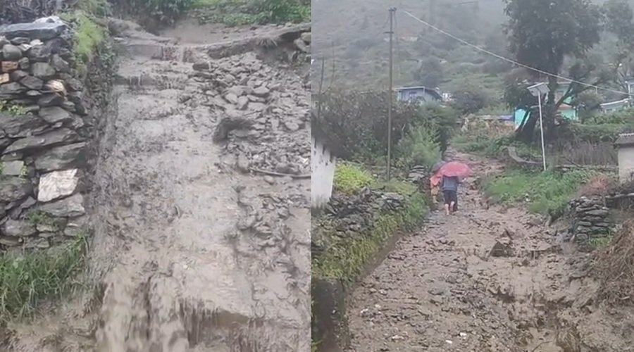 मूसलाधार बारिश से ज्योतिर्मठ के किमाणा गांव में घुसा मलबा, दो परिवार सुरक्षित स्थानों पर शिफ्ट